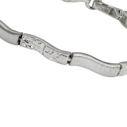 SilberDream Armband Wave 925 Silber gehämmert matt 19cm SDA4792O