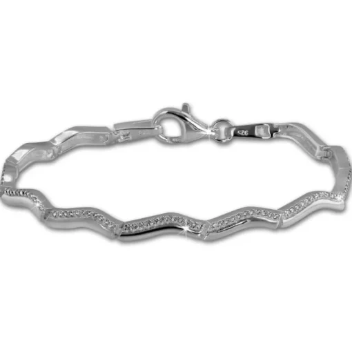 SilberDream Armband Welle Zirkonia weiß 925er Silber 18,5cm Damen SDA461W