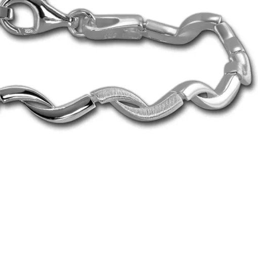 SilberDream Armband Welle matt/glänzend 925 Sterling Silber 18,5cm SDA448J