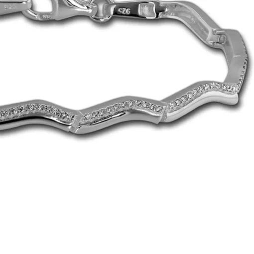 SilberDream Armband Welle Zirkonia weiß 925er Silber 18,5cm Damen SDA461W