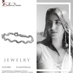SilberDream Armband Welle matt/glänzend 925 Sterling Silber 18,5cm SDA448J