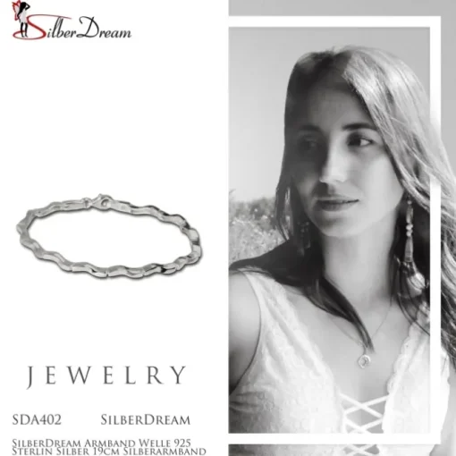 SilberDream Armband Welle 925 Sterlin Silber 19cm Silberarmband SDA402