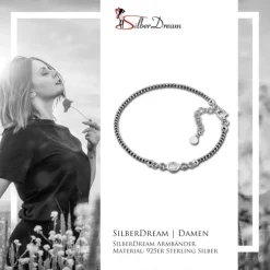 SilberDream Armband Zirkonia 18-21cm geschwärzt diamantiert 925 Silber SDA1018K