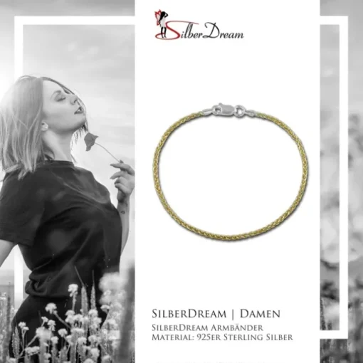 SilberDream Armband Zopf vergoldet 925er Silber Damen 19cm SDA2069Y