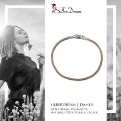 SilberDream Armband Zopf Rose vergoldet 925er Silber Damen 19cm SDA2069E