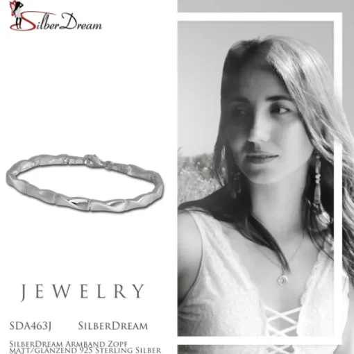 SilberDream Armband Zopf matt/glänzend 925 Sterling Silber 18,8cm SDA463J