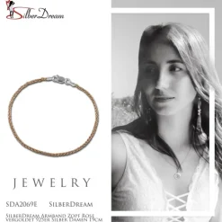 SilberDream Armband Zopf Rose vergoldet 925er Silber Damen 19cm SDA2069E