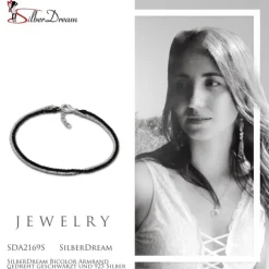 SilberDream Bicolor Armband gedreht geschwärzt und 925 Silber Damen SDA2169S