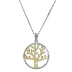 SilberDream Bicolor Collier Kette Lebensbaum 925 Silber 44cm - 47cm SDK50444T