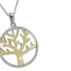 SilberDream Bicolor Collier Kette Lebensbaum 925 Silber 44cm - 47cm SDK50444T
