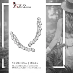 SilberDream Big Ear Cuff 13 Zirkonias Ohrringe Ohrklemme 925 Silber GSO476W