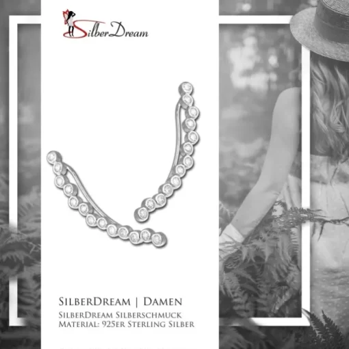 SilberDream Big Ear Cuff 13 Zirkonias Ohrringe Ohrklemme 925 Silber GSO476W