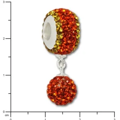 SilberDream Bommel-Bead Glitzer Kristalle orange 925 Silber GSB405