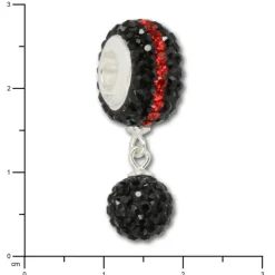 SilberDream Bommel-Bead Glitzer Kristalle schwarz 925 Silber GSB402