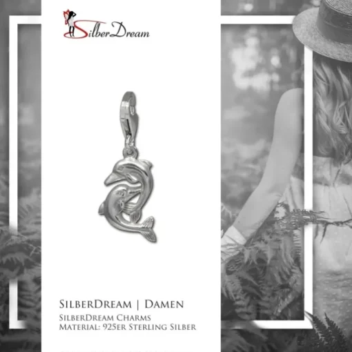 SilberDream Charm 2 Delfine 925er Silber Armband Anhänger FC729I