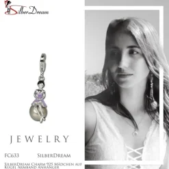 SilberDream Charm 925 Mädchen auf Kugel Armband Anhänger FC633