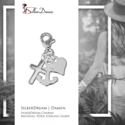 SilberDream Charm Anker, Herz, Kreuz Armband Anhänger 925 FC506