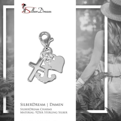SilberDream Charm Anker, Herz, Kreuz Armband Anhänger 925 FC506