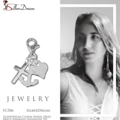 SilberDream Charm Anker, Herz, Kreuz Armband Anhänger 925 FC506