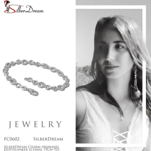 SilberDream Charm Armband Doppelanker schmal 19cm 925 Sterling Silber FC0602
