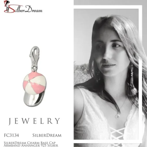 SilberDream Charm Base Cap Armband Anhänger 925 Silber FC3134