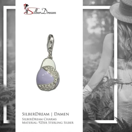 SilberDream Charm Basecap Zirkonia 925er Silber Armband Anhänger FC663