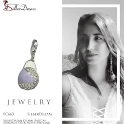 SilberDream Charm Basecap Zirkonia 925er Silber Armband Anhänger FC663