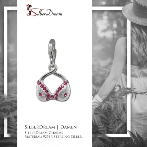 SilberDream Charm BH Zirkonia rosa 925 Silber Armband Anhänger FC863A
