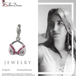 SilberDream Charm BH Zirkonia rosa 925 Silber Armband Anhänger FC863A
