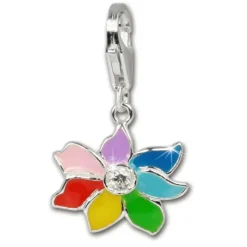 SilberDream Charm Blume bunt Armband Anhänger 925 Silber FC252W