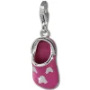 SilberDream Charm Clog Schlappen pink 925 Silber Armband Anhänger FC871P