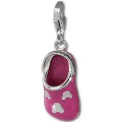 SilberDream Charm Clog Schlappen pink 925 Silber Armband Anhänger FC871P
