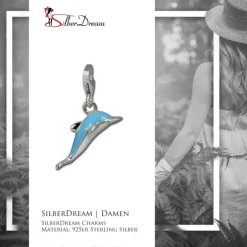 SilberDream Charm Delfin hellblau 925er Armband Anhänger FC831H