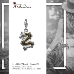 SilberDream Charm Drache 925er Silber Armband Anhänger FC834N