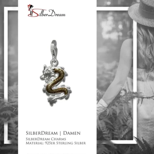 SilberDream Charm Drache 925er Silber Armband Anhänger FC834N