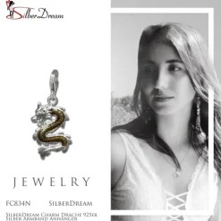 SilberDream Charm Drache 925er Silber Armband Anhänger FC834N