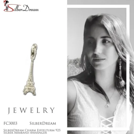 SilberDream Charm Eiffelturm 925 Silber Armband Anhänger FC3003