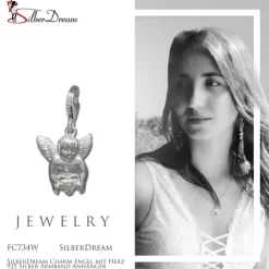 SilberDream Charm Engel mit Herz 925 Silber Armband Anhänger FC734W