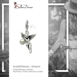 SilberDream Charm Engel mit Perlen-Trompete 925 Armband Anhänger FC696
