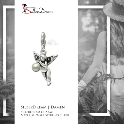 SilberDream Charm Engel mit Perlen-Trompete 925 Armband Anhänger FC696