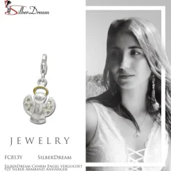 SilberDream Charm Engel vergoldet 925 Silber Armband Anhänger FC813Y