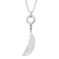 SilberDream Charm Feder Set mit Kette und Verbinder Silber FCA119