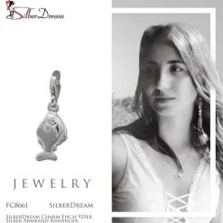 SilberDream Charm Fisch 925er Silber Armband Anhänger FC866J