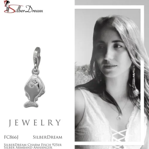 SilberDream Charm Fisch 925er Silber Armband Anhänger FC866J