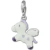SilberDream Charm fliegendes Pony weiß 925 Silber Armband Anhänger FC869W