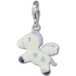 SilberDream Charm fliegendes Pony weiß 925 Silber Armband Anhänger FC869W