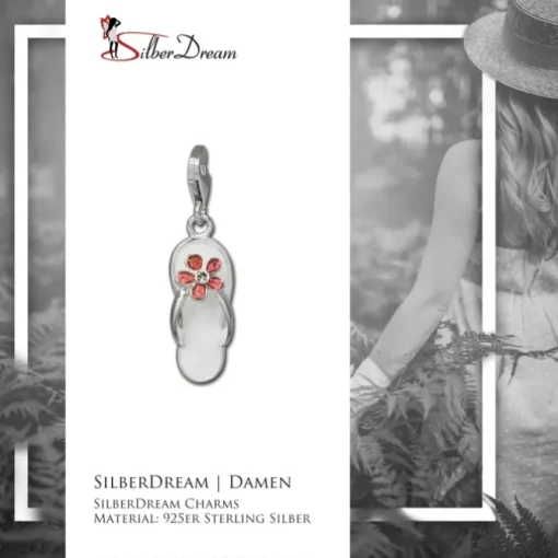 SilberDream Charm Flip Flop Blume 925er Armband Anhänger FC843W