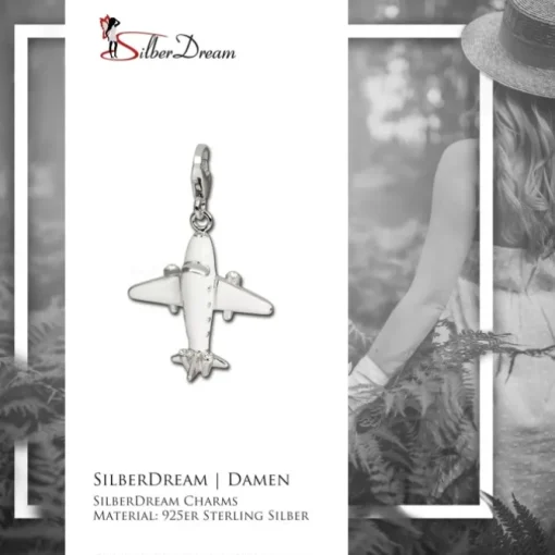 SilberDream Charm Flugzeug 925 Sterling Silber Armband Anhänger FC668