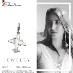SilberDream Charm Flugzeug 925 Sterling Silber Armband Anhänger FC668