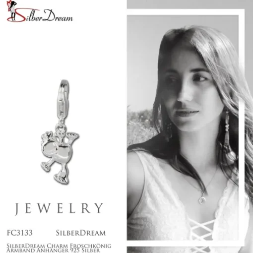 SilberDream Charm Froschkönig Armband Anhänger 925 Silber FC3133
